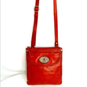 Fossil Burnt Orange Leather Swing Pack Hipster Front Flap Crossbody Bag SL3090